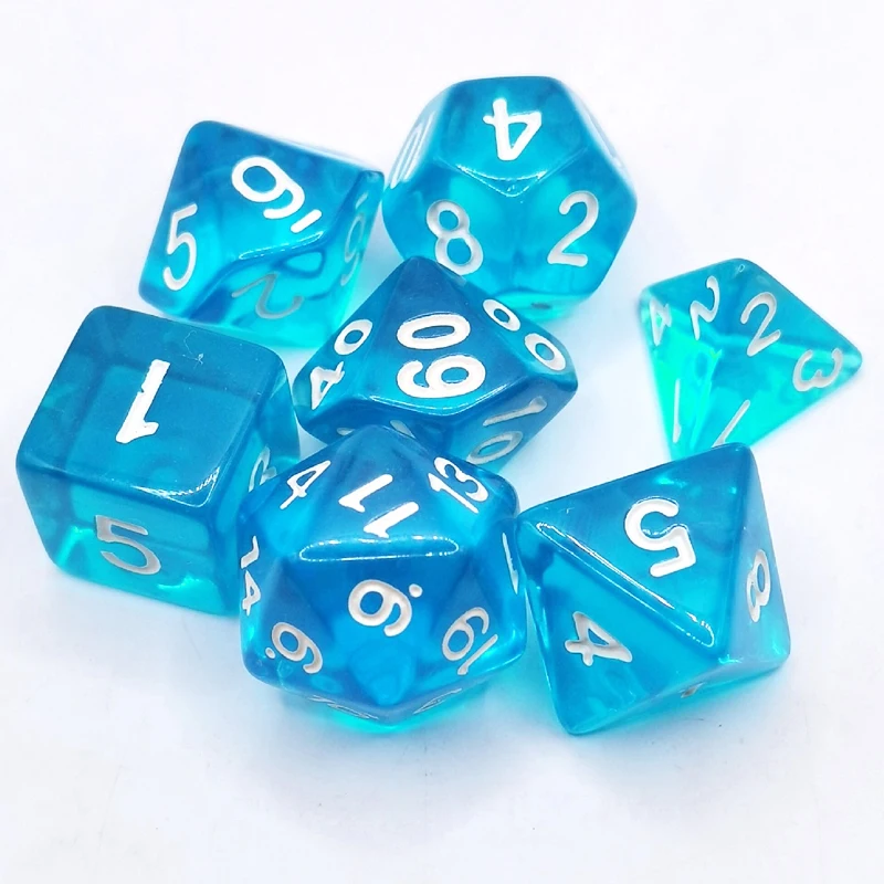 7Pcs/set Digital Game Multi Sided Acrylic Dice Colorful Accessories for Board Game D4 D6 D8 D10 D12 D20 For Club/Party/Family