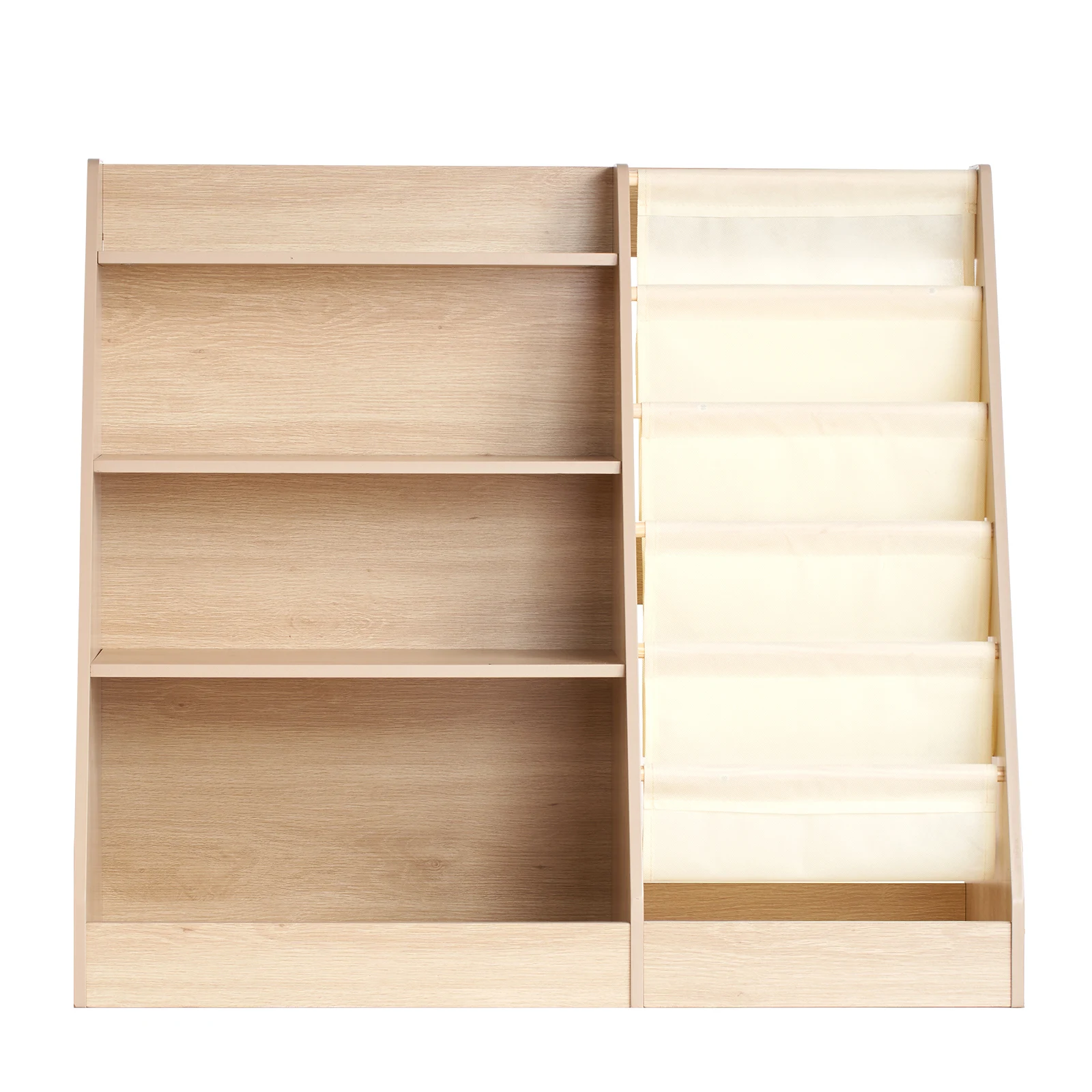 VEVOR 4-Tier Kids Wooden Bookshelf Six-Layer Sling Bookcase  Storage Book Rack for Kids Room Playroom Kindergarten Nursery