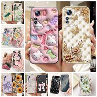 For Xiaomi 12 12X 12S Case Fashion Sunflower Cactus Bowknot Soft Silicone Matte Cover For Xiaomi 12 Pro Mi12 12S Pro Phone Cases
