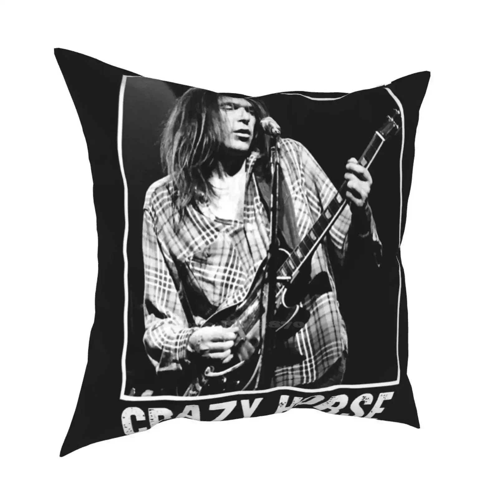 Retro Neil Guitar Young And Crazy Horse Soft Comfortable Pillowslip Pillowcase Retro Neil Guitar Young And Crazy Horse Vintage