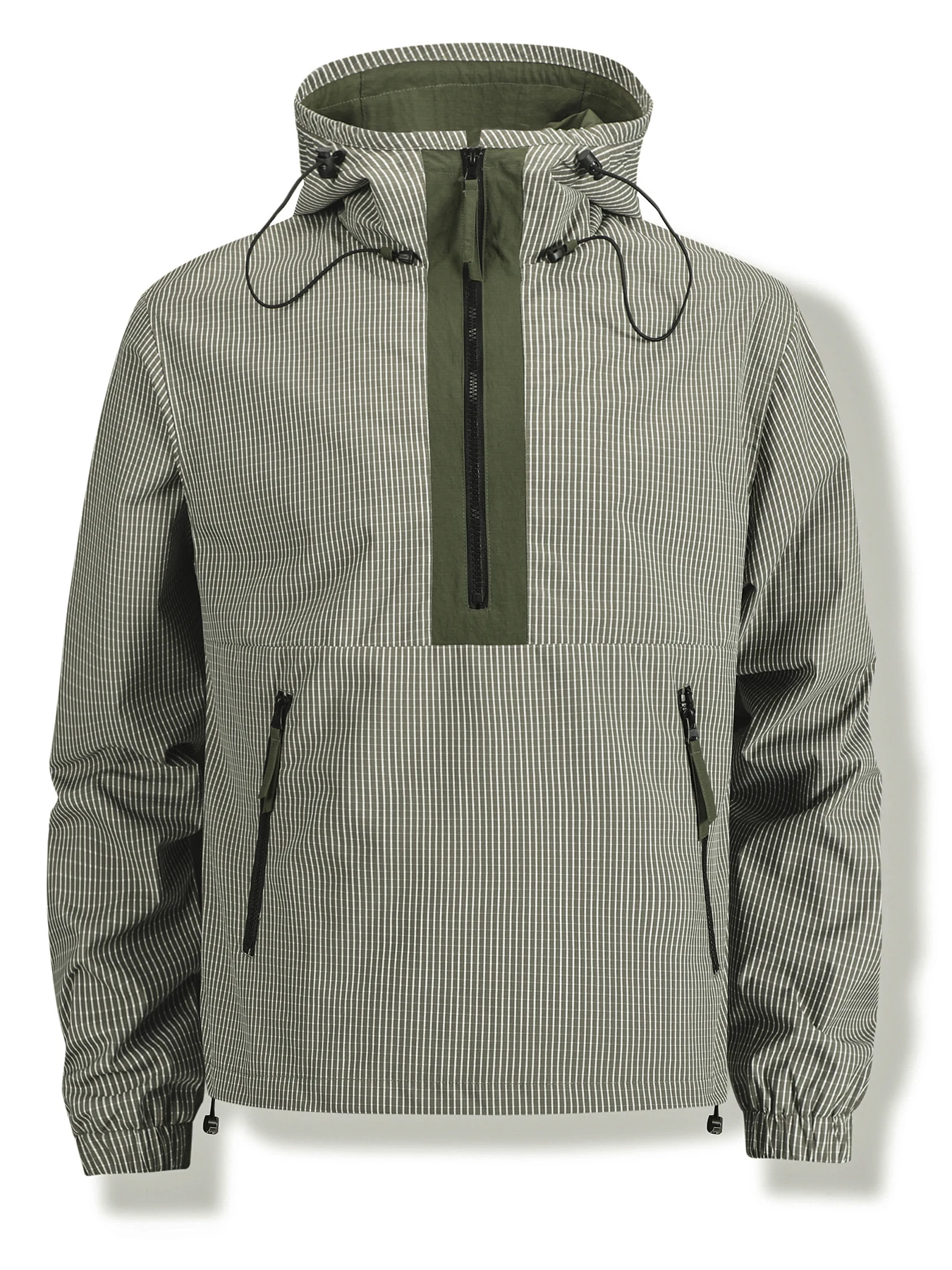 سترة بغطاء للرأس للرجال للخريف/الشتاء، ملابس خارجية مخططة للرجال #1