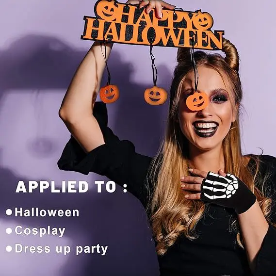 어둠 속에서 빛나는 반사 터치스크린 장갑 할로윈 해골 발톱 디자인 열 보온 사이클링 장갑 남녀 공용 성인 야외용