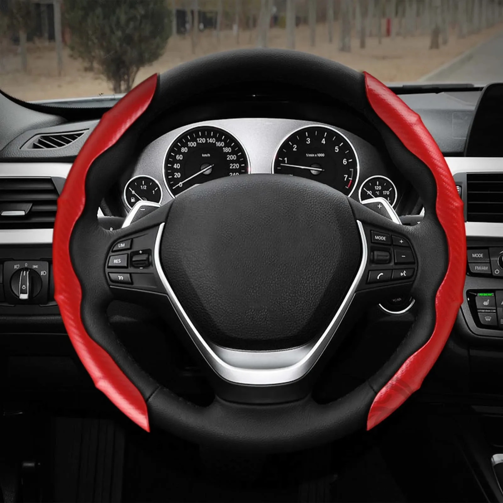 Universal Non-Slip 2 Halves Car Steering Wheel Cover Carbon Fiber Silicone Booster Cover Auto Anti-skid Accessories