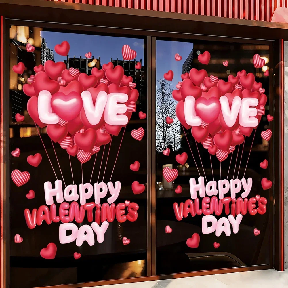 Valentines Day Decoration Size As Shown Heart Window Decals Festive Window Clings For Classrooms Window Clings Red Heart Designs