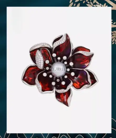 Nuevo exquisito ramillete de flores rojas brillantes, pin antiluz