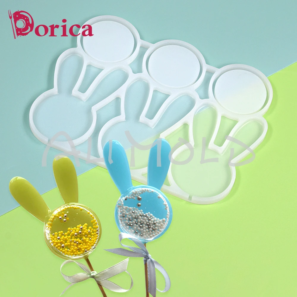 Dorico Easter Bunny Epoxy Lollipop Mold Diy Sugar Chocolate Silicone Mould Cake Decorating Tool Kitchen Bakeware Accessories