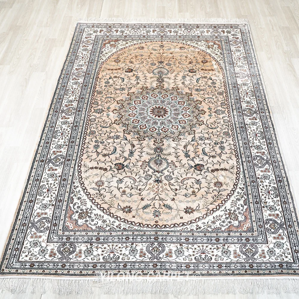 152x244cm Handmade Living Room Area Carpets Turkish Beige Hand Knotted New Persian Rugs (YHW82B)