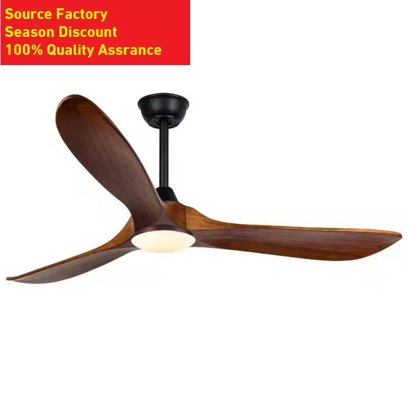 

Solid Wood Ceiling Fan Light Remote Controller Six Speed Wind Adjustable LED Hanging Fan Lamp