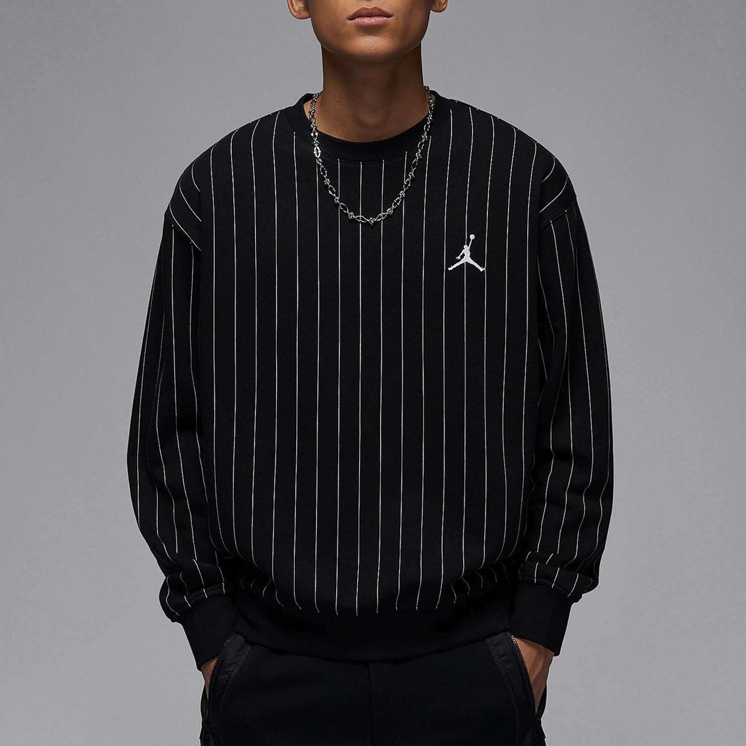 

Мужской флисовый спортивный пуловер Nike Authentic JORDAN с круглым вырезом и полосками FN6355-010