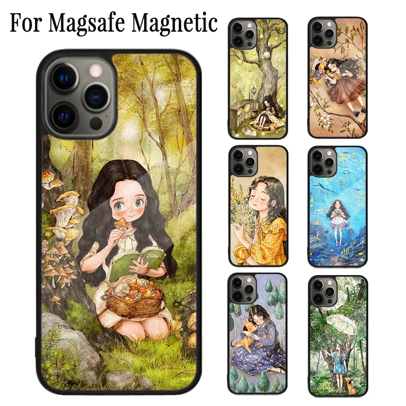 The Diary Of A Forest Girl Magnetic Phone Case Coque For iPhone 16 15 14 Plus 13 12 Mini 11 Pro Max Magsafe Wireless Cover