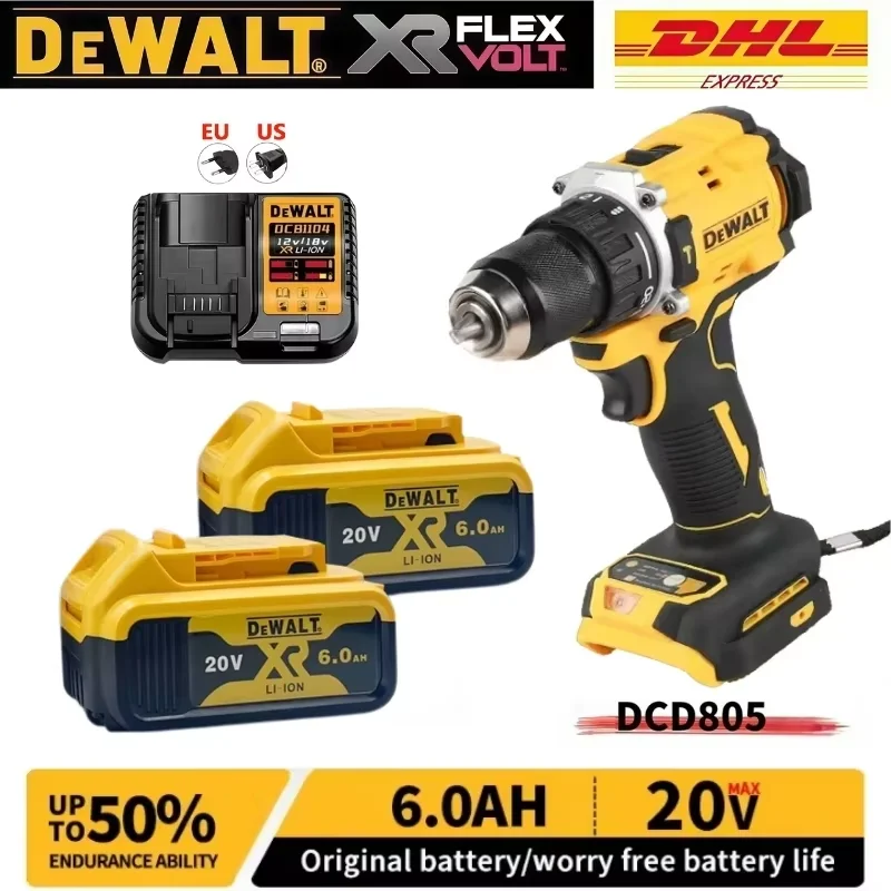 

Dewalt DCD805 Cordless Hammer Drill Driver Kit Bare Tool 20V MAX 1/2 in Rechargeable Power tools Electric drill 전동드릴 dremel