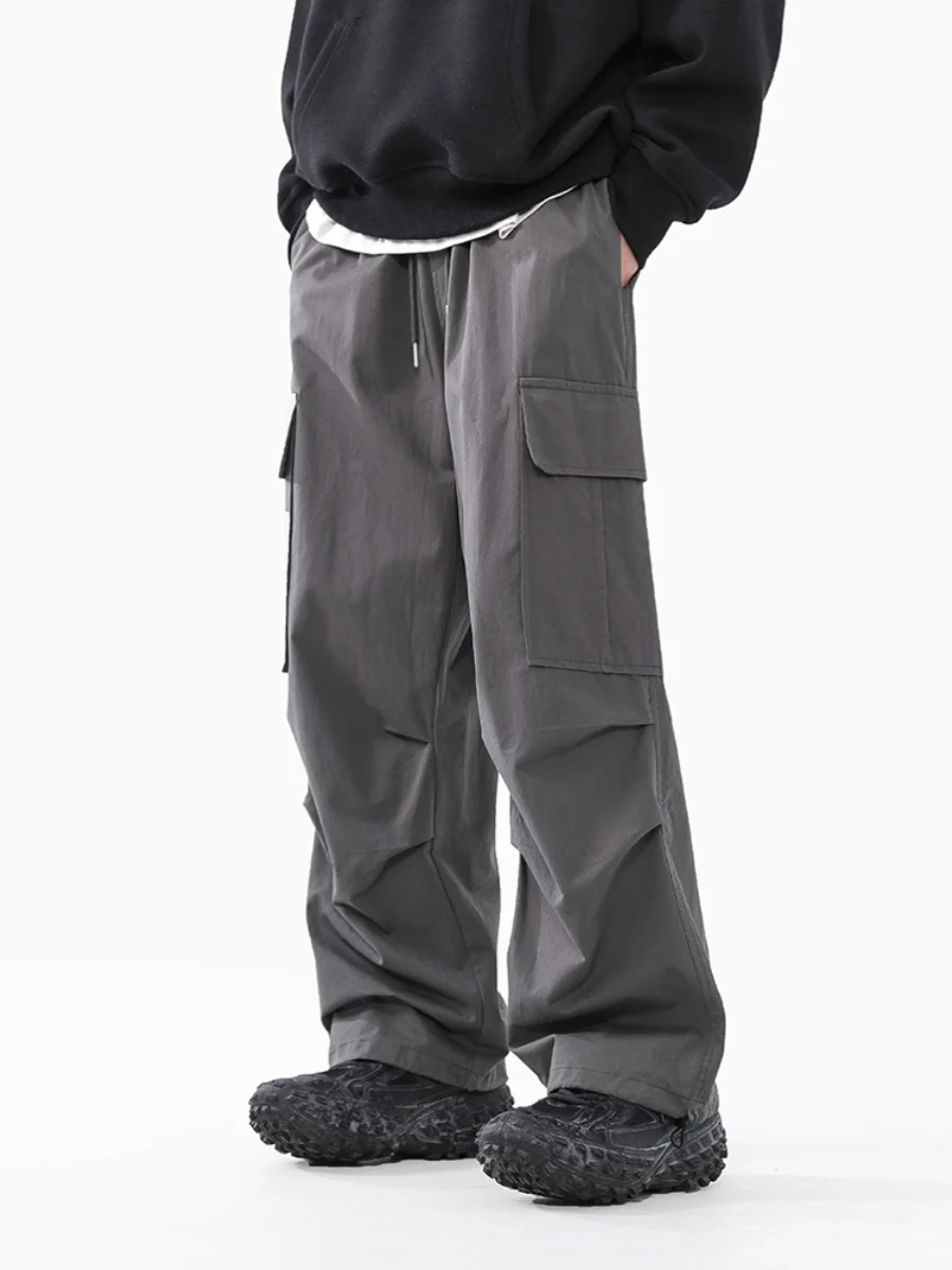 

American Sle Utili Pants Spring New Loose Wide Leg Straight Cut Casual Match All Cotton Blend Workwear Trousers