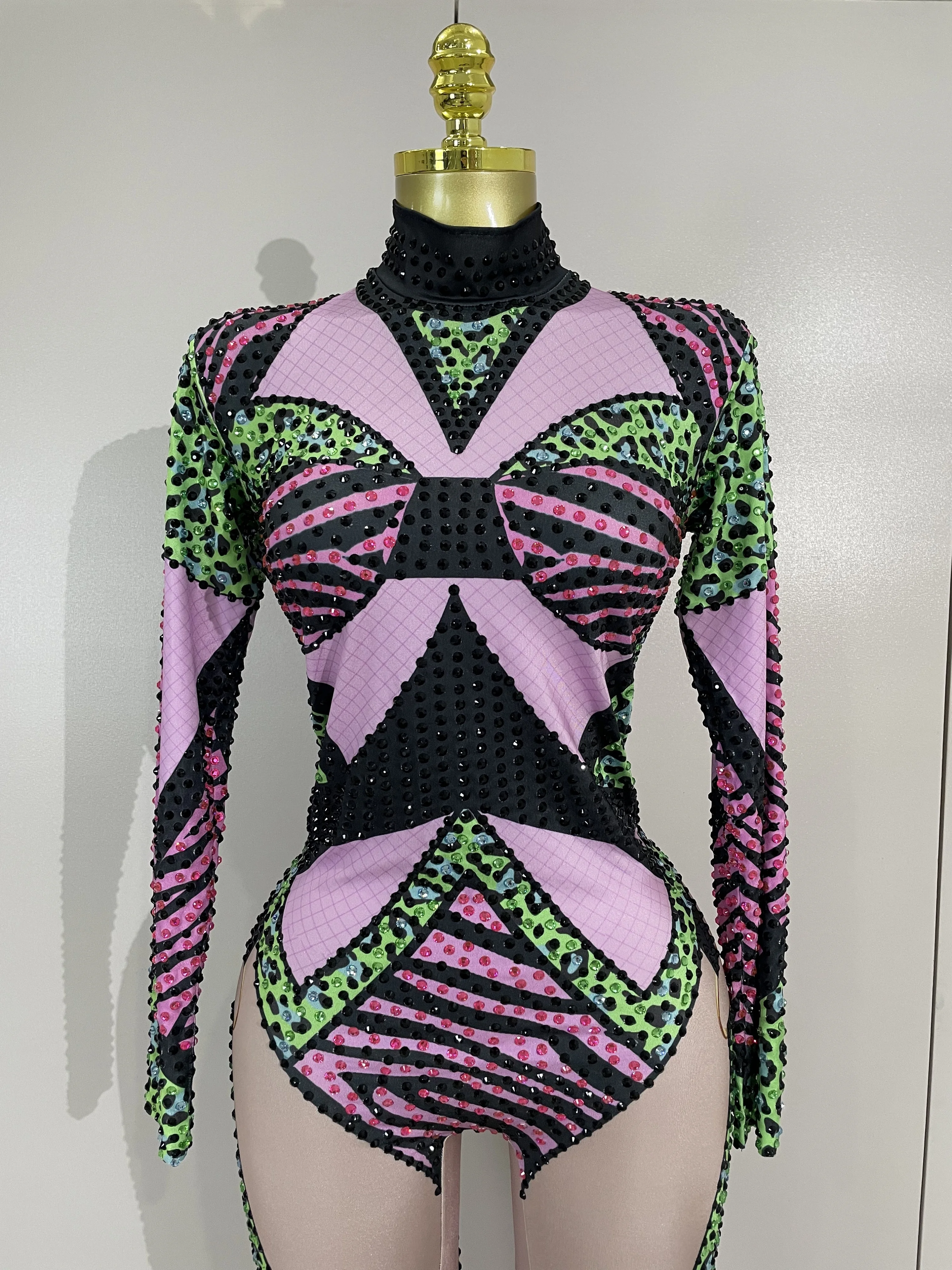 

Сексуальный блестящий красочный комбинезон из спандекса со стразами 2025, женский вечерний костюм для выпускного вечера, празднование дня рождения, танцовщицы, ночного клуба, сценическая одежда