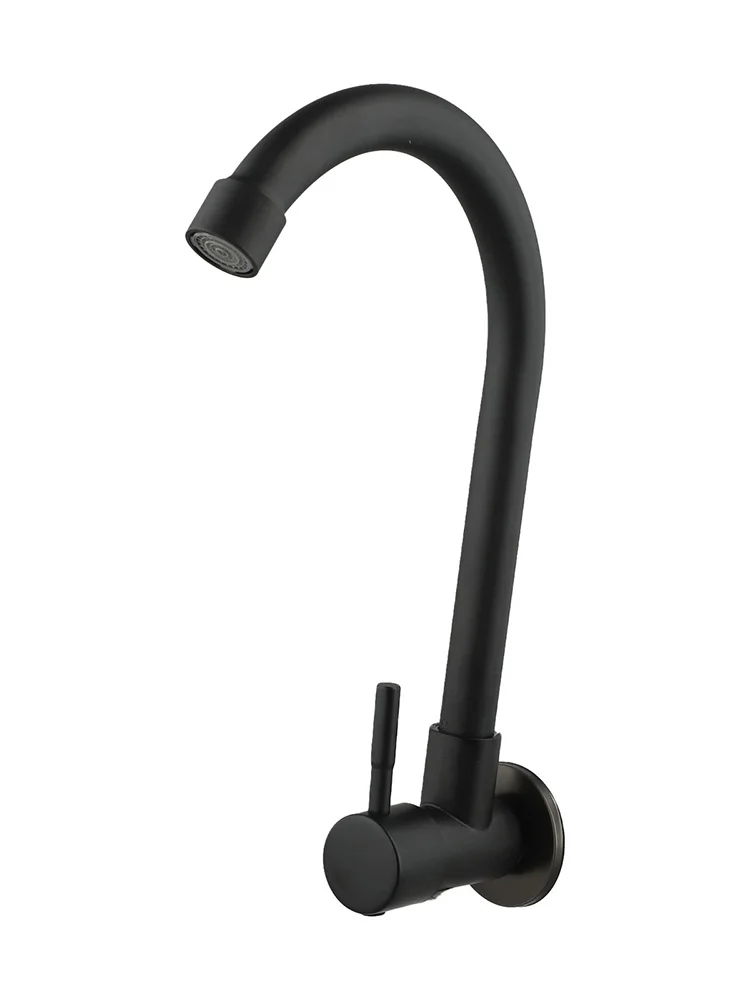304ステンレス鋼の台所の蛇口,黒い浄水器,シングルレバーの穴の蛇口,浴室の家具セット,冷水壁