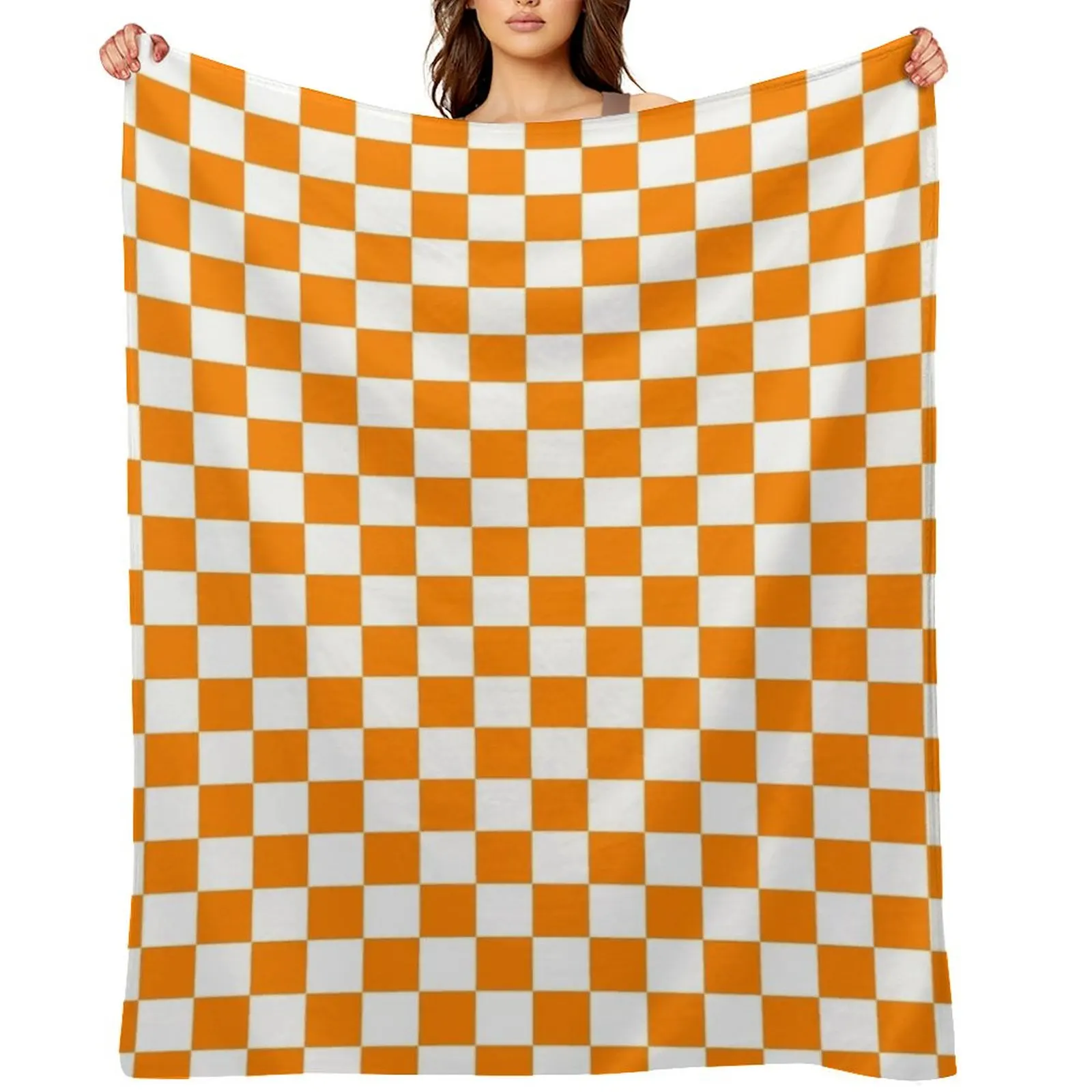 

Orange/white checkered pattern Throw Blanket Plush Moving Weighted Bed covers Blankets