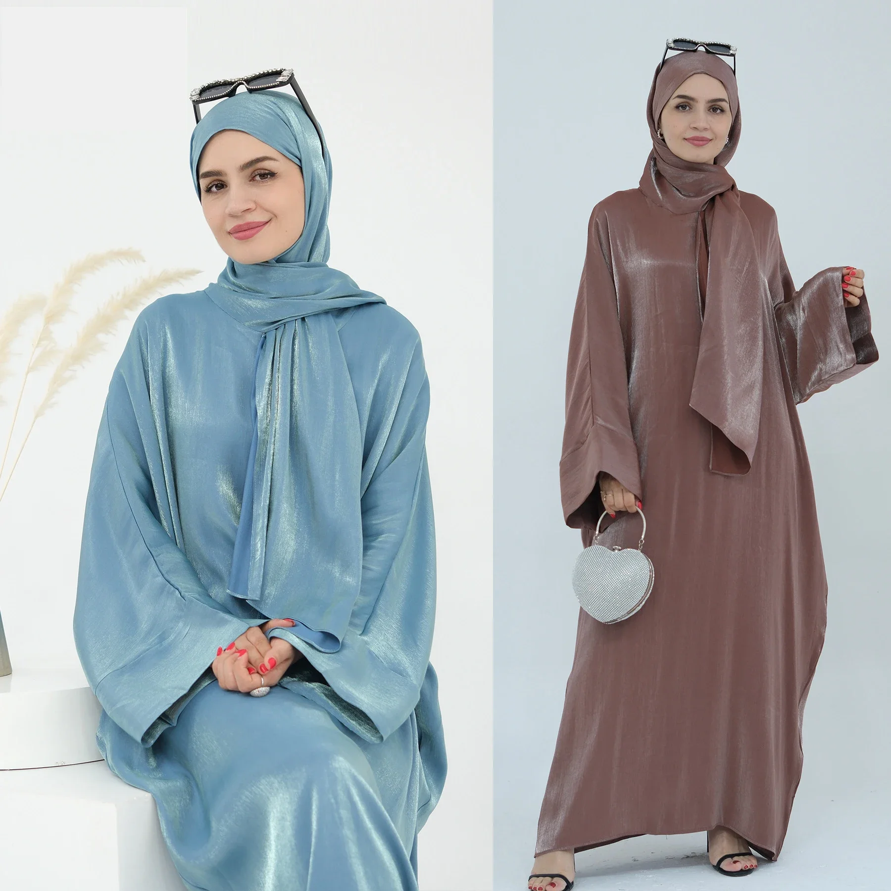 2025 Summer Shiny Abayas for Women Marocain Kaftan Dubai Turkey Robe Muslim Modest Dress Eid Djellaba Caftan Islam Jalabiya Gown