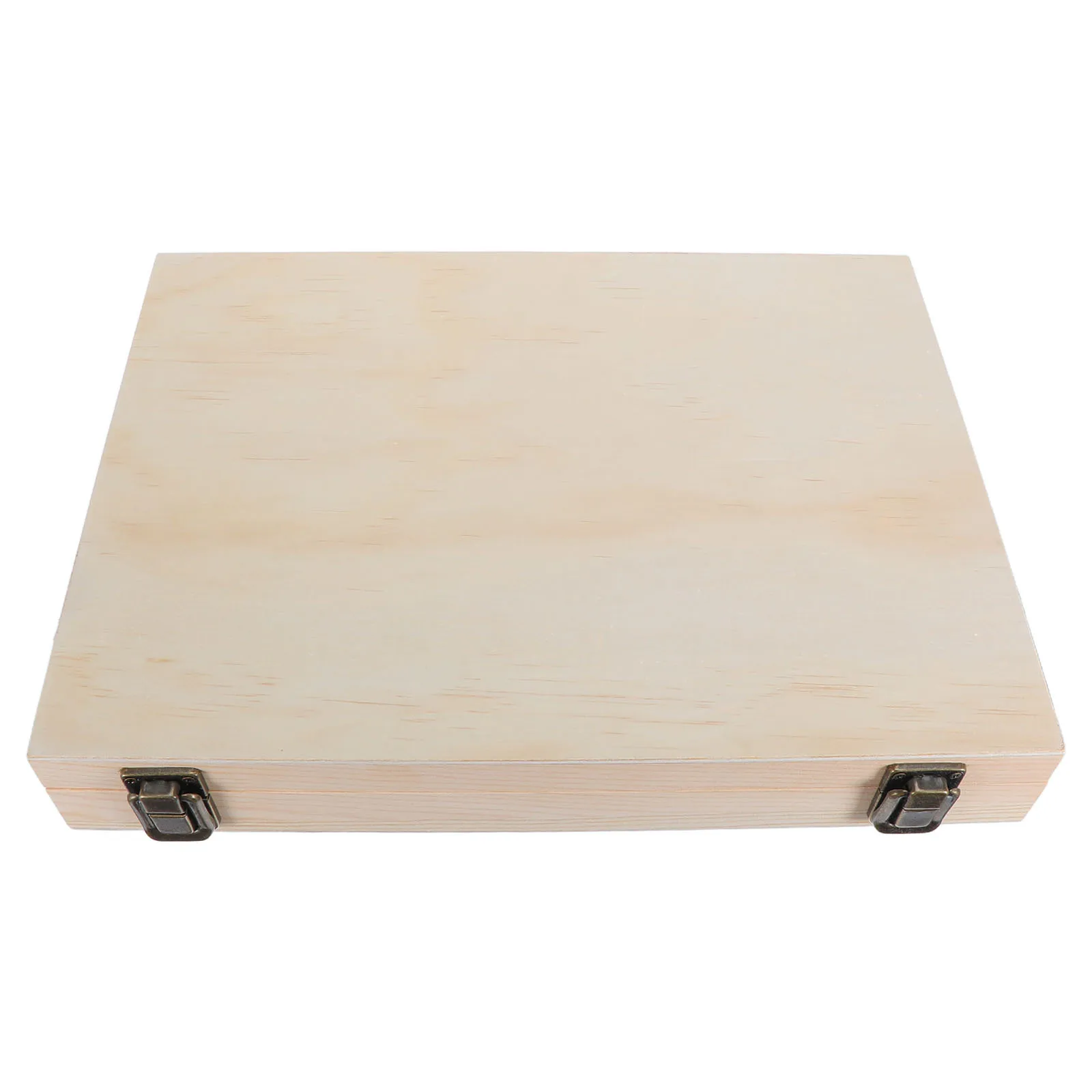 

Large Wood Storage Box Solid Unfinished Rectangle Craft Chest Hinged Lid Organizer For Jewelry Keepsakes - Decorative