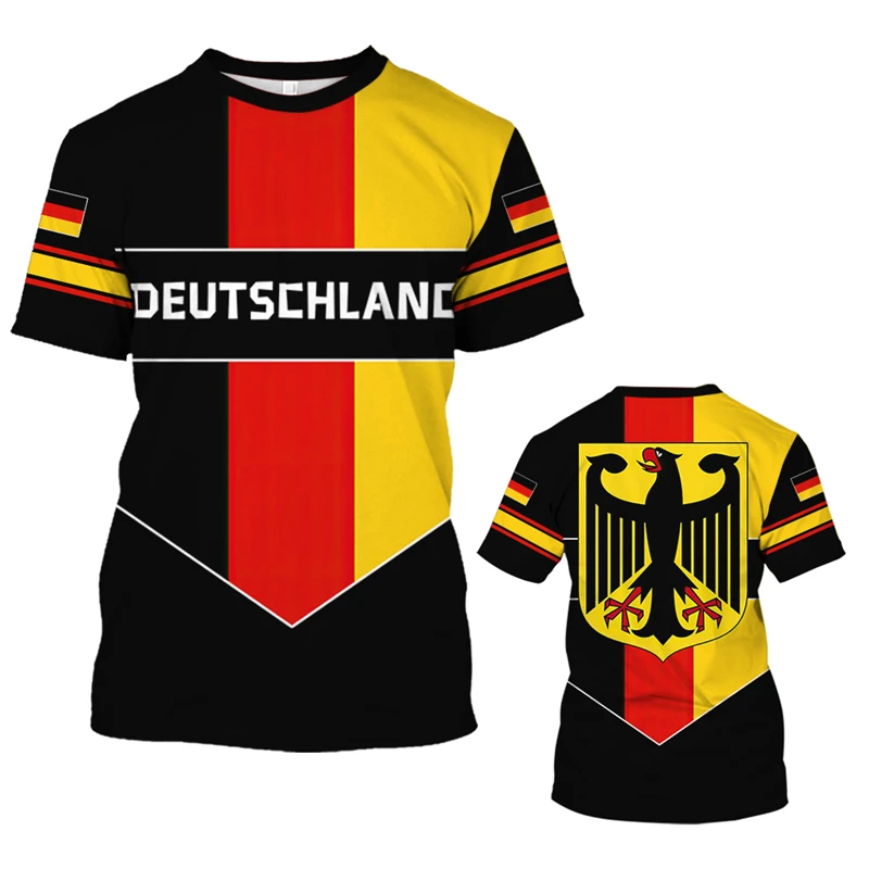 Germany National Flag Printing Men's T Shirt Fashion Trend Harajuku Oversized T-shirt O-neck Short Sleeve Streetwear Loose Tees