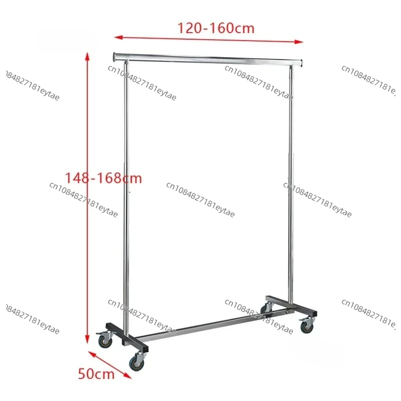Creative Stainless Steel Clothing Rack with Wheels, Folding Lifting Single Bar Garment Display Stand