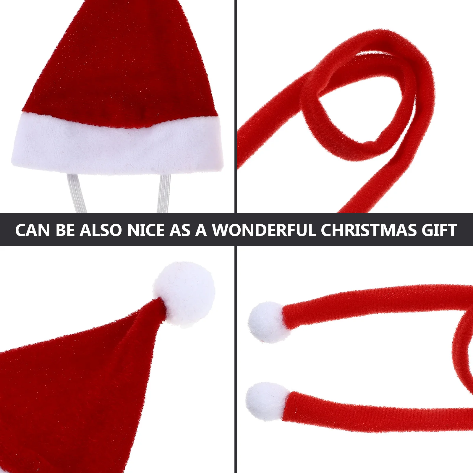 

1Set Christmas Hat Scarf Set Mini Adjustable Red Xmas Pet Costume Accessory Small Pet Holiday Party Decoration