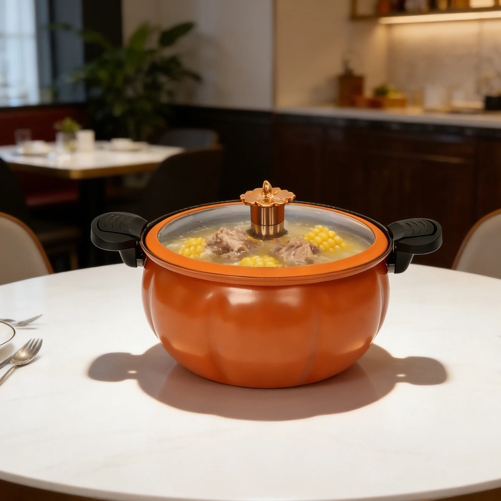 8L Pumpkin-Shaped Micro Pressure Cooker, Non-Stick Pressure Pot with Transparent Lid, Small Gas Pressure Cooker for Home Kitchen (Orange)