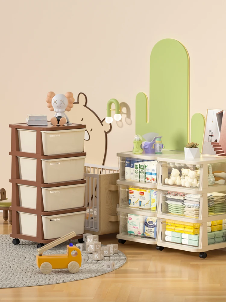 Children's clothes storage cabinet drawer type living room storage snack cabinet plastic bedside table multi-layer locker toy
