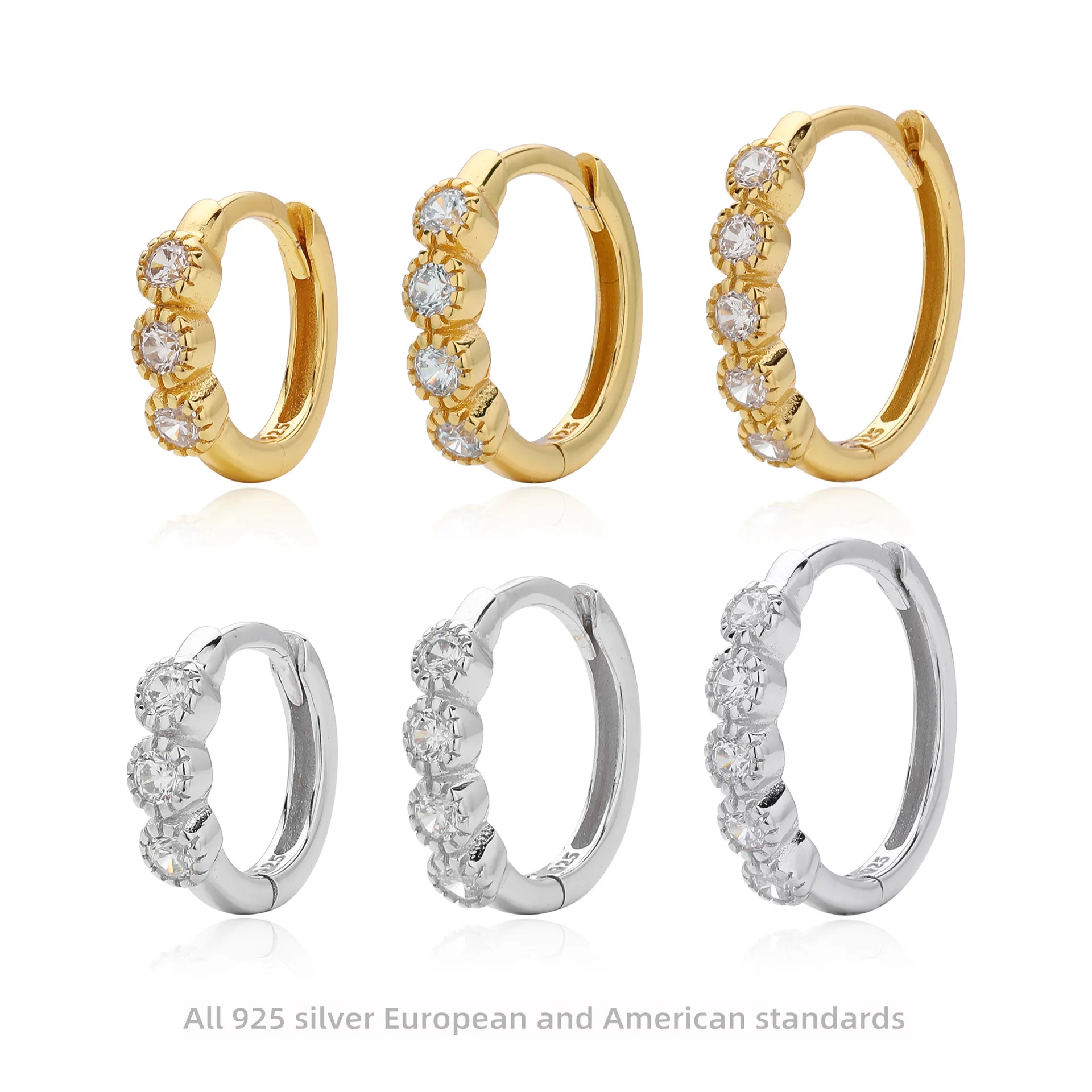 Withered Jewelry Earrings Women's Earrings Ear Cuffs S925 Pure Silver Ear Buckle With Zirconium Inlaid Earrings For Women