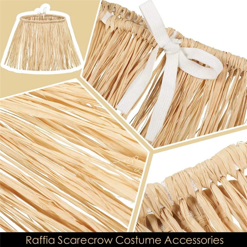 10 Pieces Scarecrow Straw Kit Raffia Material Scarecrow Costume Accessories Decoration Raffia Neck Arm and Ankle Ties