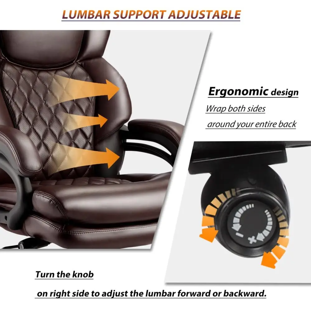 500LBS Big And Tall Office Chair For Heavy People Executive Chair With Wide Spring Seat 360 Degree Swivel For Home Office FYOC