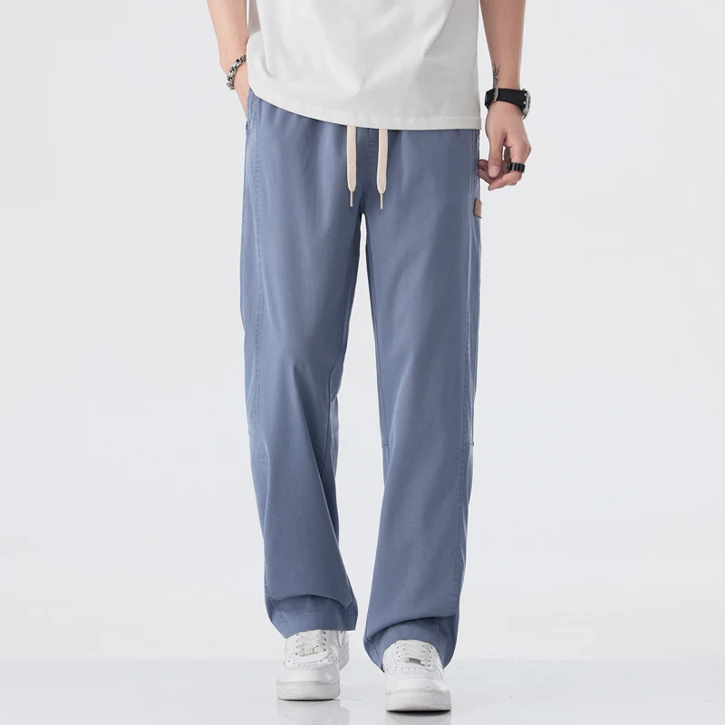 Men's Ice Silk Jeans 2025 New Lyocell Loose Straight Leg Sports Casual Pants Spring Summer Denim Trousers