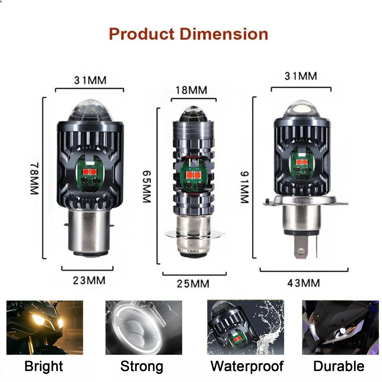 4 ألوان H4 LED موتو H6 BA20D P15D LED موتو دراجة نارية المصابيح الأمامية عدسة أصفر أزرق أحمر مرحبا لو مصباح دراجة نارية المصباح مصباح