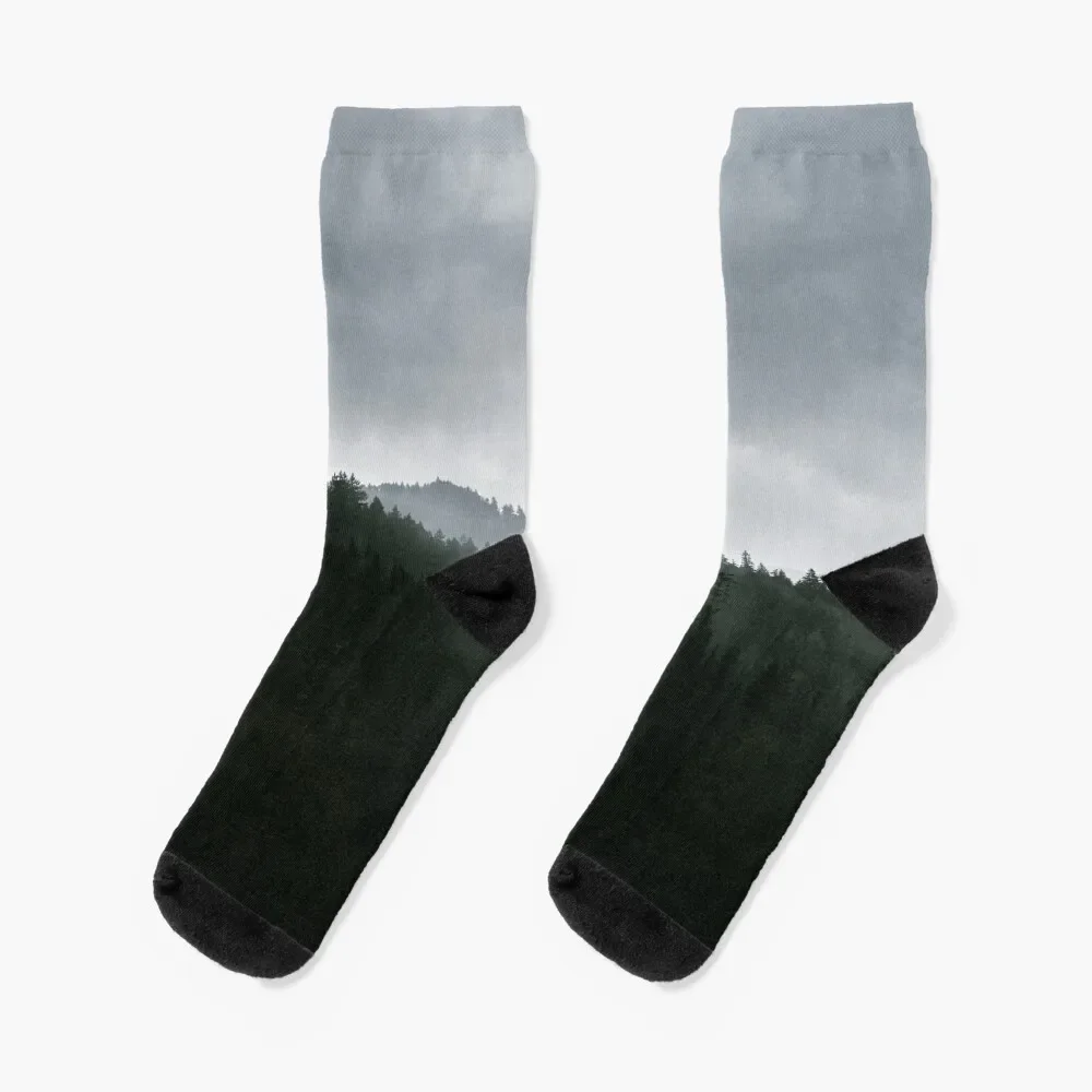 

Foggy Moody Forest Landscape Socks luxe cartoon fashionable anti-slip Socks Men's Women's