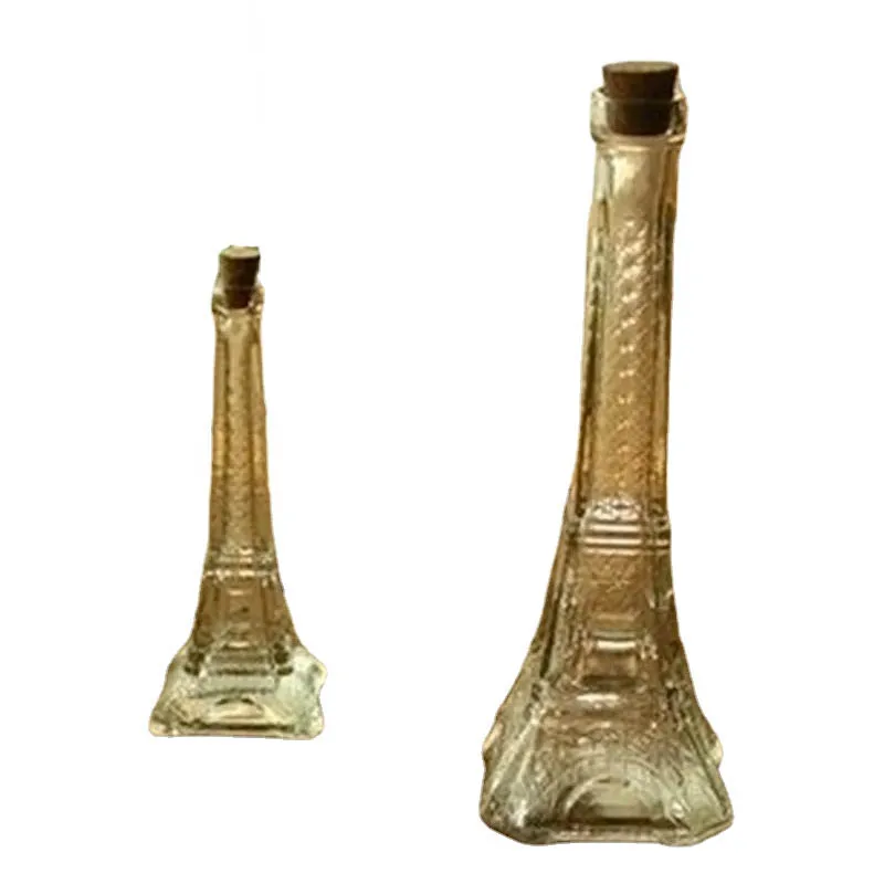 Zakka Eiffel Tower Clear Tiny Bottles Glass Vase, Home Decoration, Gift for Friend, Children and Parents Decor, 16 cm Height