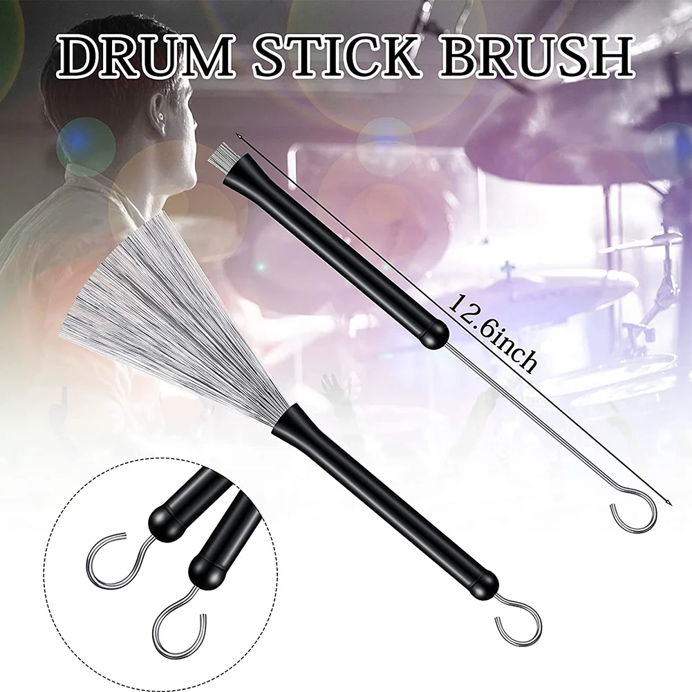 2 Pairs Drum Brushes Brushes Percussion Retractable Drum Wire Sticks Brushes with Comfortable Handle Drum Accessories