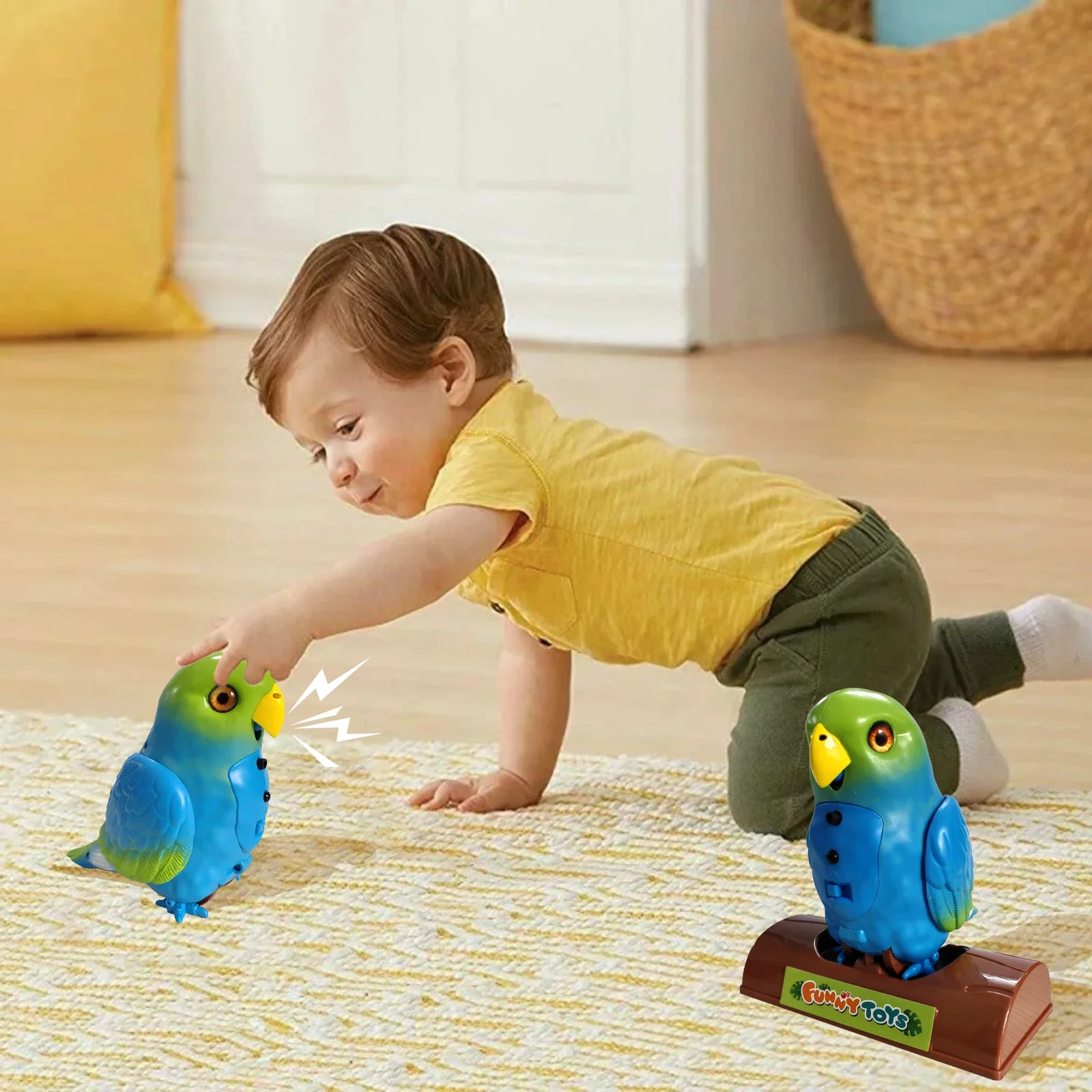 Talking Walking Singing Recording Parrot Toys Electronic Animal Hand Gesture Sensing Baby Toys for Kids Educational Birthday