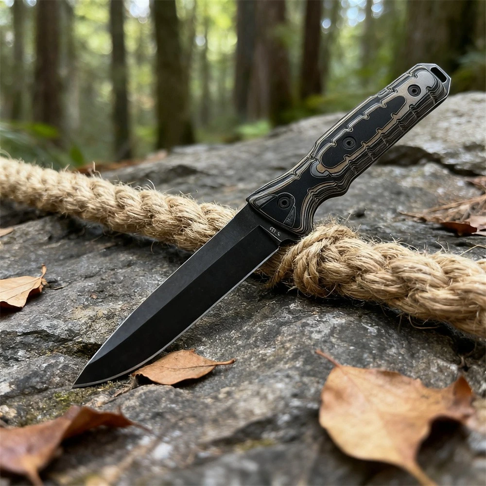 

BK-168 Survival Knife Fixed Blade Hunting Knives with 8Cr13MoV Steel & G10 Handle for Outdoor Camping, Bushcraft and EDC