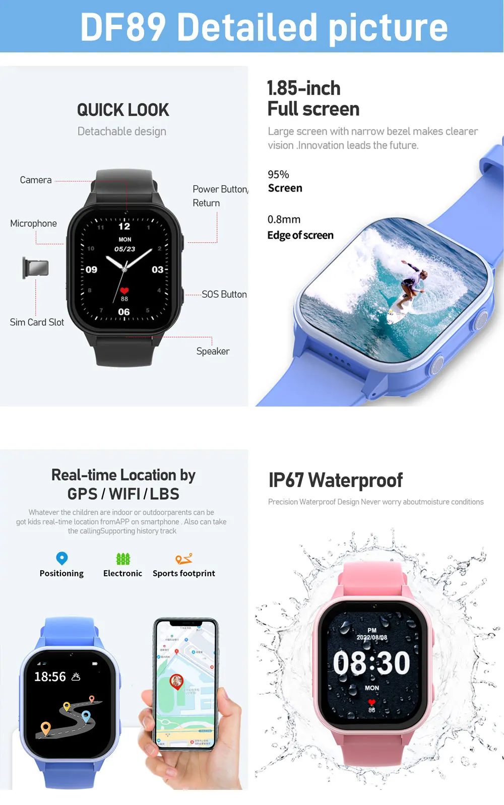 2G 4G Smart Watch per bambini Orologio da gioco per telefono Mini tipi di telefoni di orologi in vendita per bambini Regali di festival di compleanno Ragazzi Ragazze