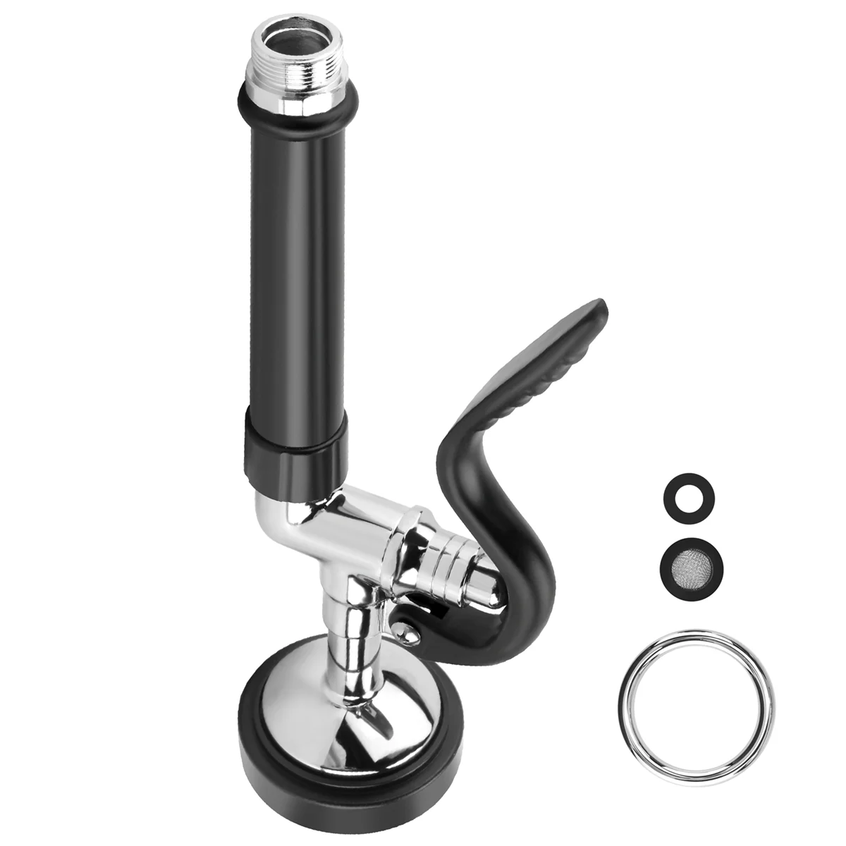 Pulverizador de preenjuague FLLF, piezas de grifo de cocina comercial, acabado cromado (negro)