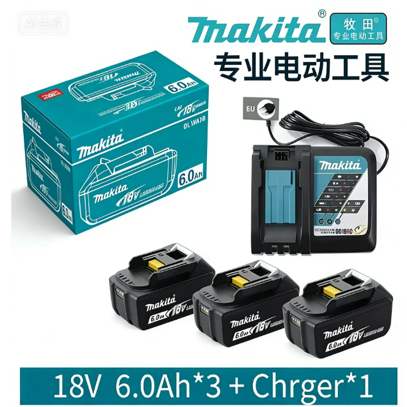 

New Makita 18V 6.0 ⭐️Rechargeable Lithium-Ion Battery with⭐️ LED Indicator, High Capacity for Makita Cordles Power Tool Battey