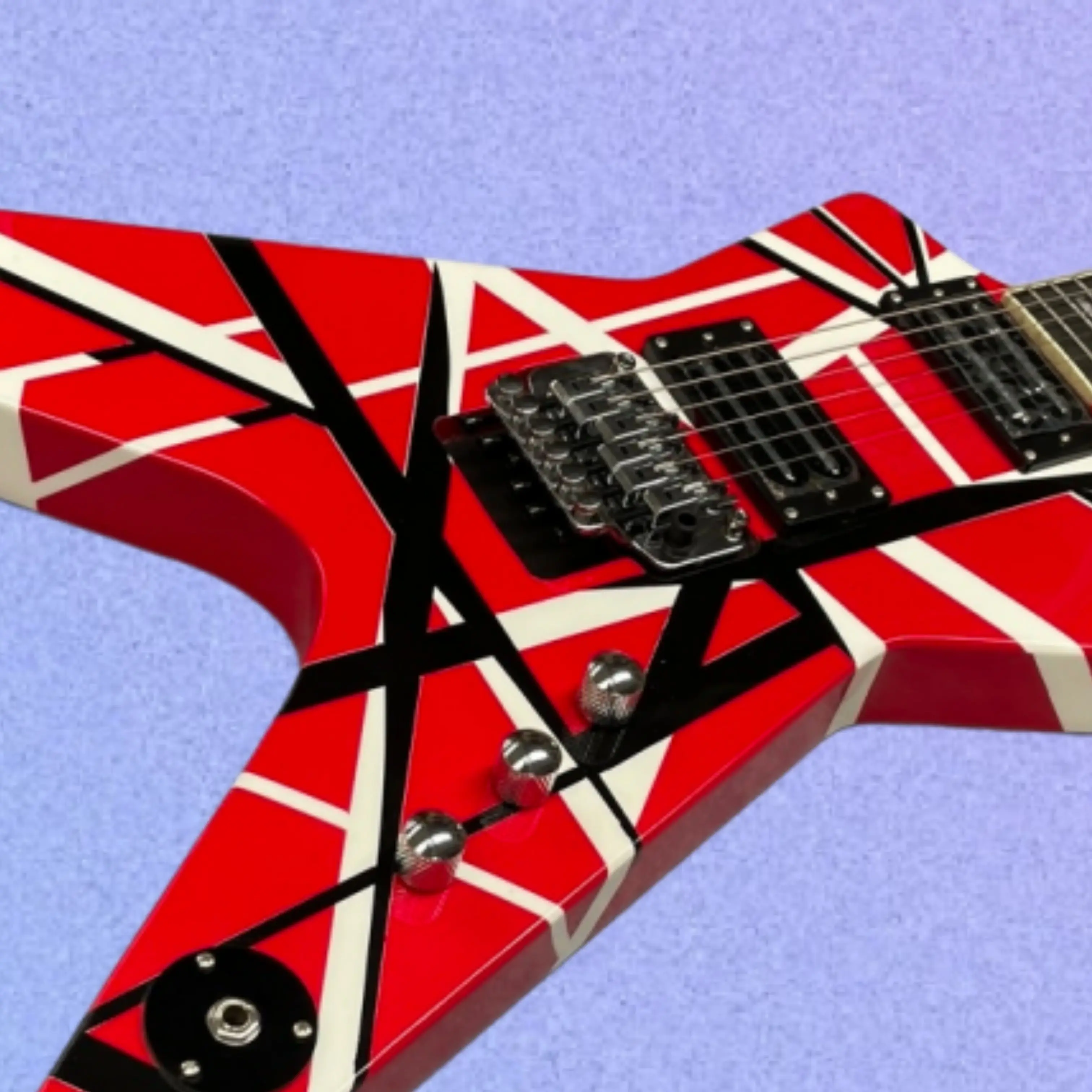 New Red Electric Guitar,Mahogany Body,Featuring Black And White Diagonal Stripes Guitars,Designed For Stage Performance Guitarra