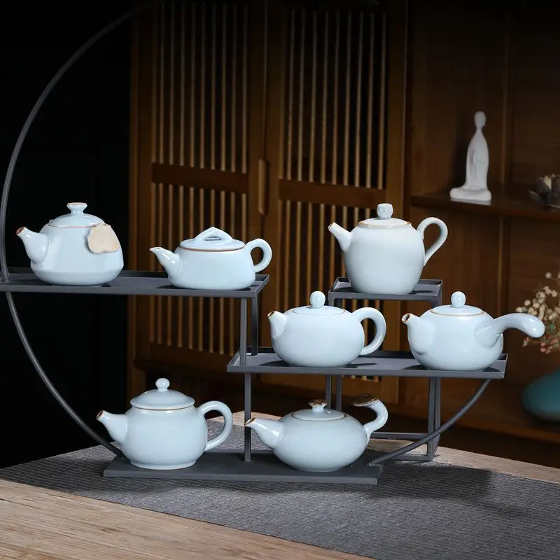 Side Handle Teapot Single Household Small Size Kombucha Black Tea Brewing Japanese Style Ceramic Pot Making Ru Ware Chinese