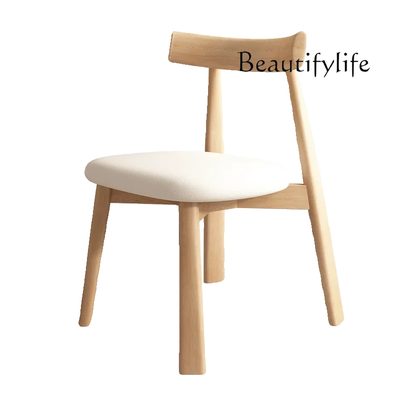 

Modern simple solid wood dining chair home Nordic Italian light luxury backrest designer high sense