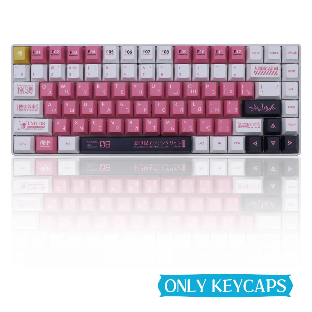 Russian/Korean/English language Eva 00 01 02 04 08 PBT Keycaps Cherry Profile PBT 한글 for ansi layout  Mechanical keyboard