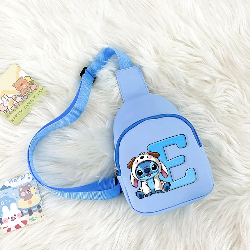 

Disney Stitch Chest Pack for Boys Girls Cartoon Letter A-Z Printed Shoulder Bag Children Fashion Crossbody Bags Portable Pouch