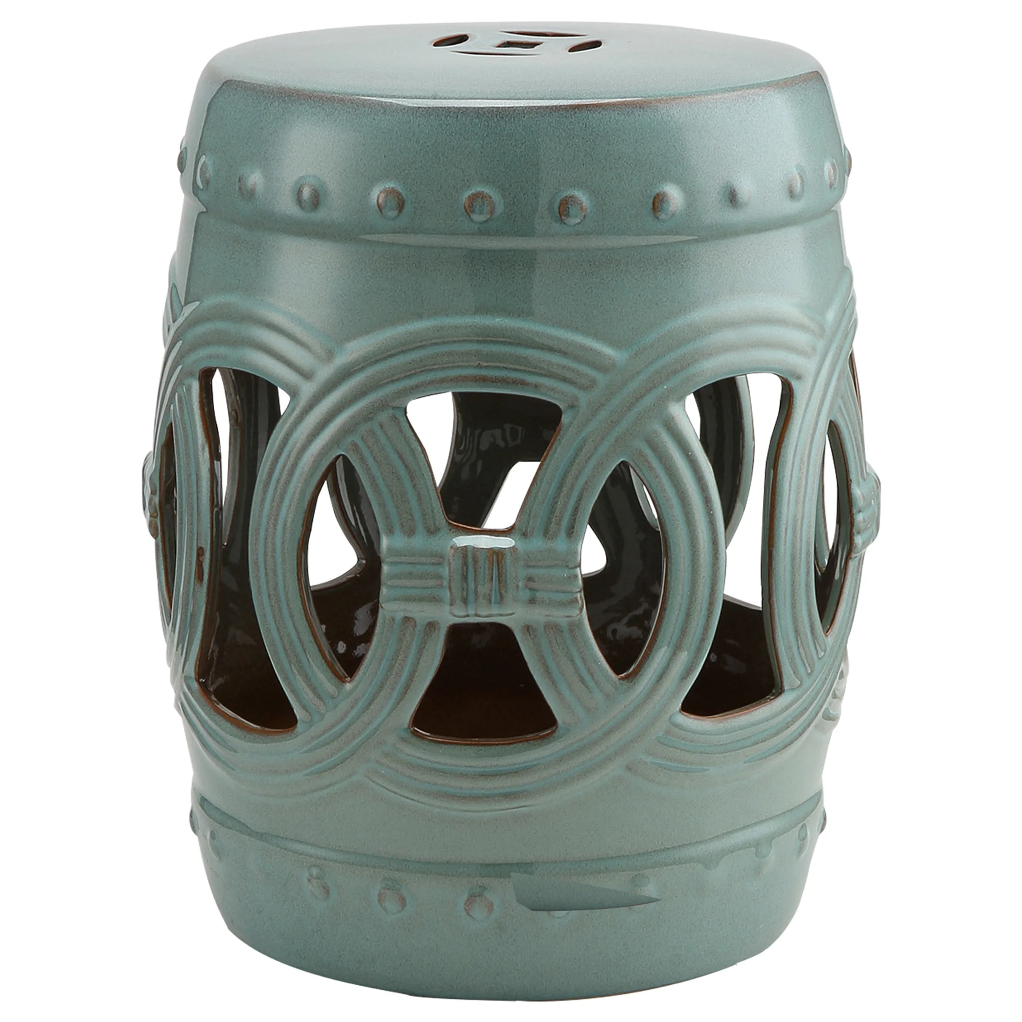 14inch Heavy Duty Patio Stools Sturdy Ceramic Garden Stools Decorative Garden Stools, Blue