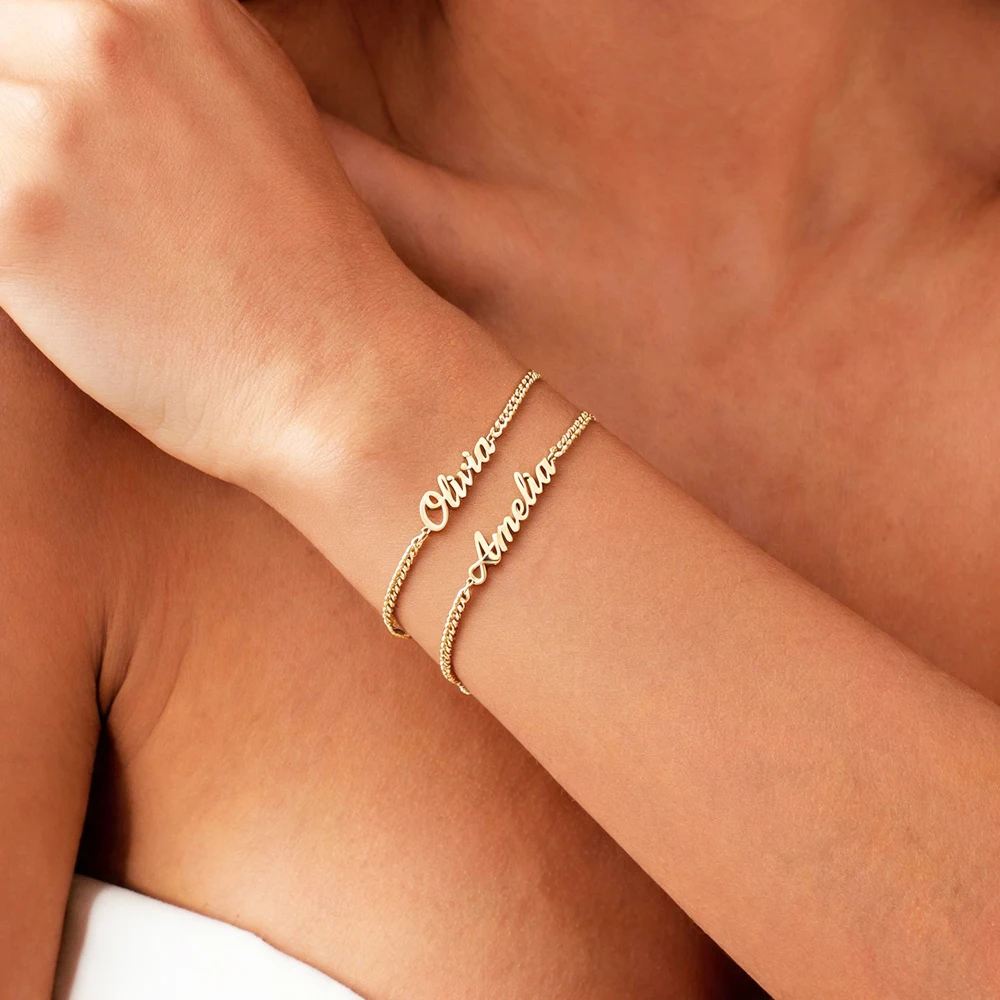 Women's Custom Nameplate Bangle Bracelet, Stainless Steel