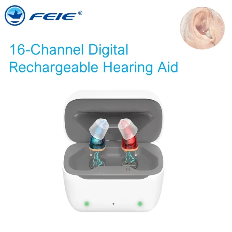 2024NEW Binaural Invisible Digital Rechargeable ITE Hearing Aid. Wireless Hearing AIDS Sound Amplifiers For Hearing loss Devices