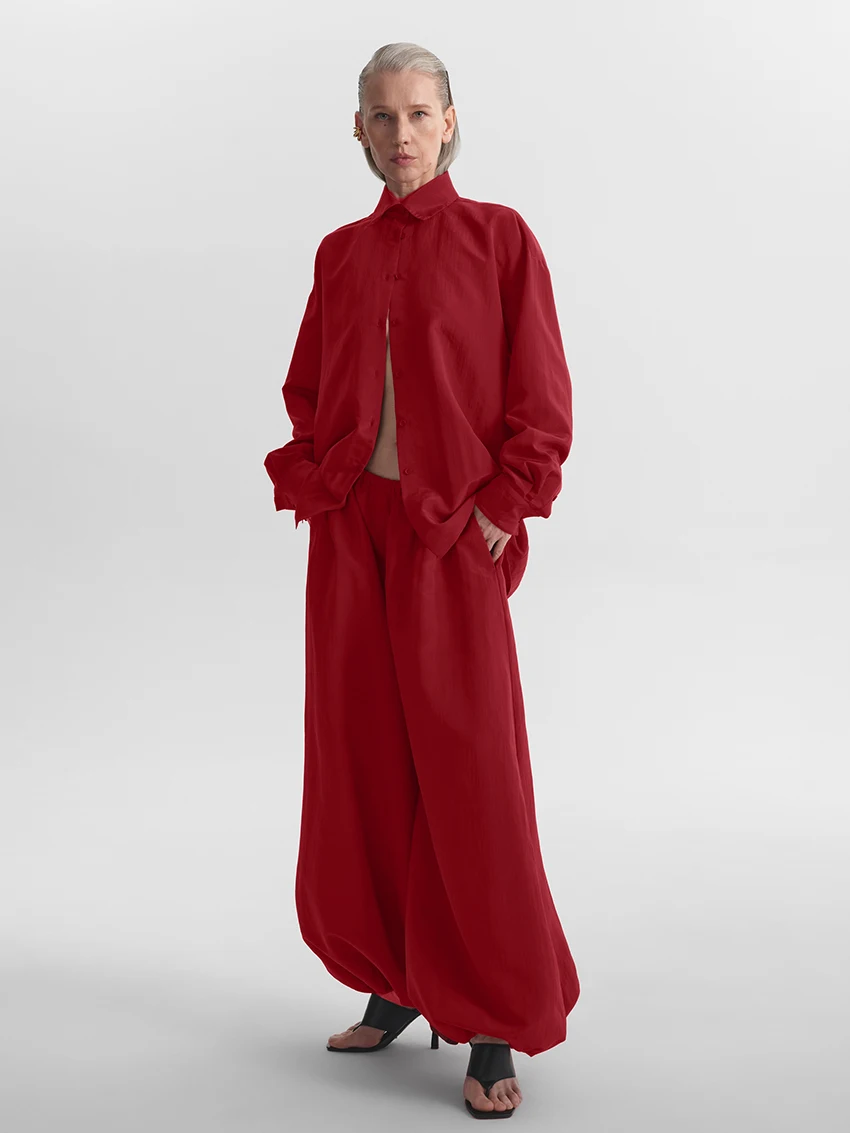 

Marthaqiqi повседневные женские ночные рубашки, комплект из 2 предметов, одежда для сна с отложным воротником, пижамы с длинными рукавами, брюки, свободная осенняя ночная рубашка, костюм