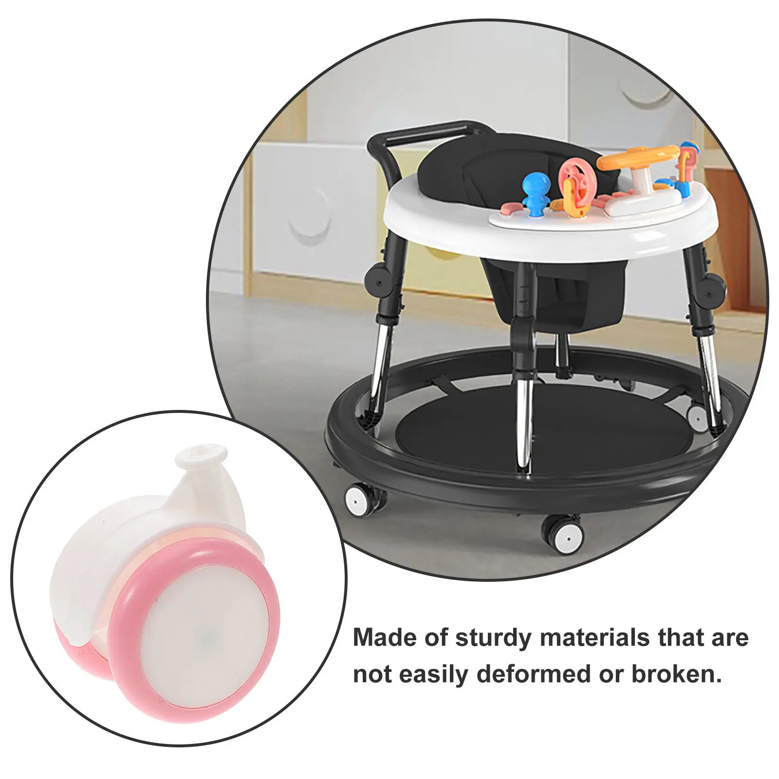 

4Pcs Toddler Walker Replacement Wheels Universal Fit Plastic Rubber Casters Smooth Rolling Sturdy Load Capacity Vibrant Colors