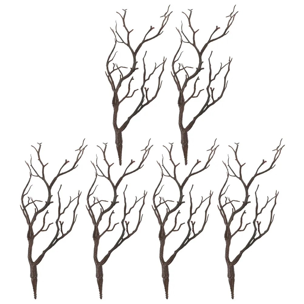 

6pcs Artificial Antler Branches Deep Brown Dried Tree Stems Plastic Vase Filling Decorations Home Wedding Party Tablenaments